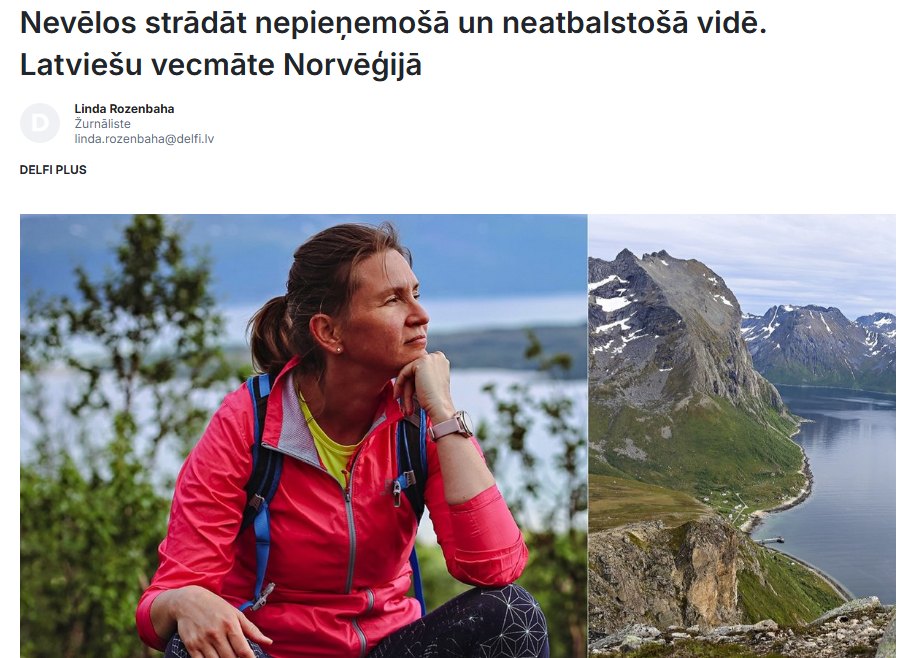 Raksts “Nevēlos strādāt nepieņemošā un neatbalstošā vidē. Latviešu vecmāte Norvēģijā” portālā “Delfi”